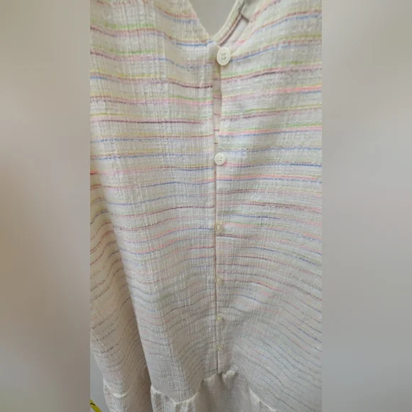 LOFT Bow Strap Button Dress.  Cream Sleeveless Mini.. - Picture 3 of 7